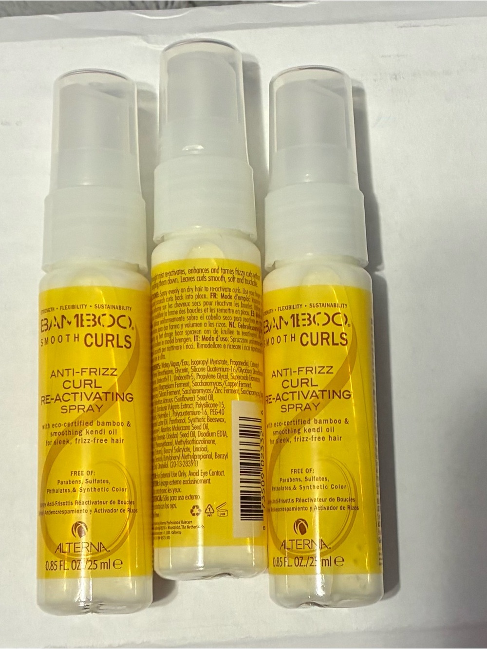 Alterna Bamboo Smooth Curls Anti-Frizz Spray Travel Size x3 NEW